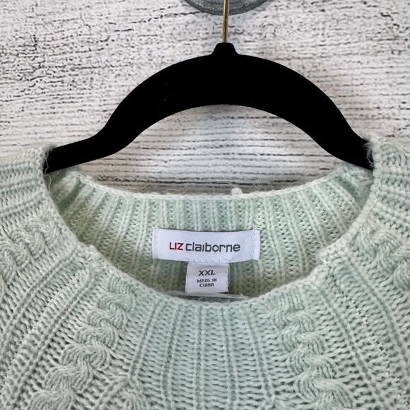 Liz Claiborne Plus Size Mint Green Mock Neck Knit Sweater Size XXL - Picture 4 of 8